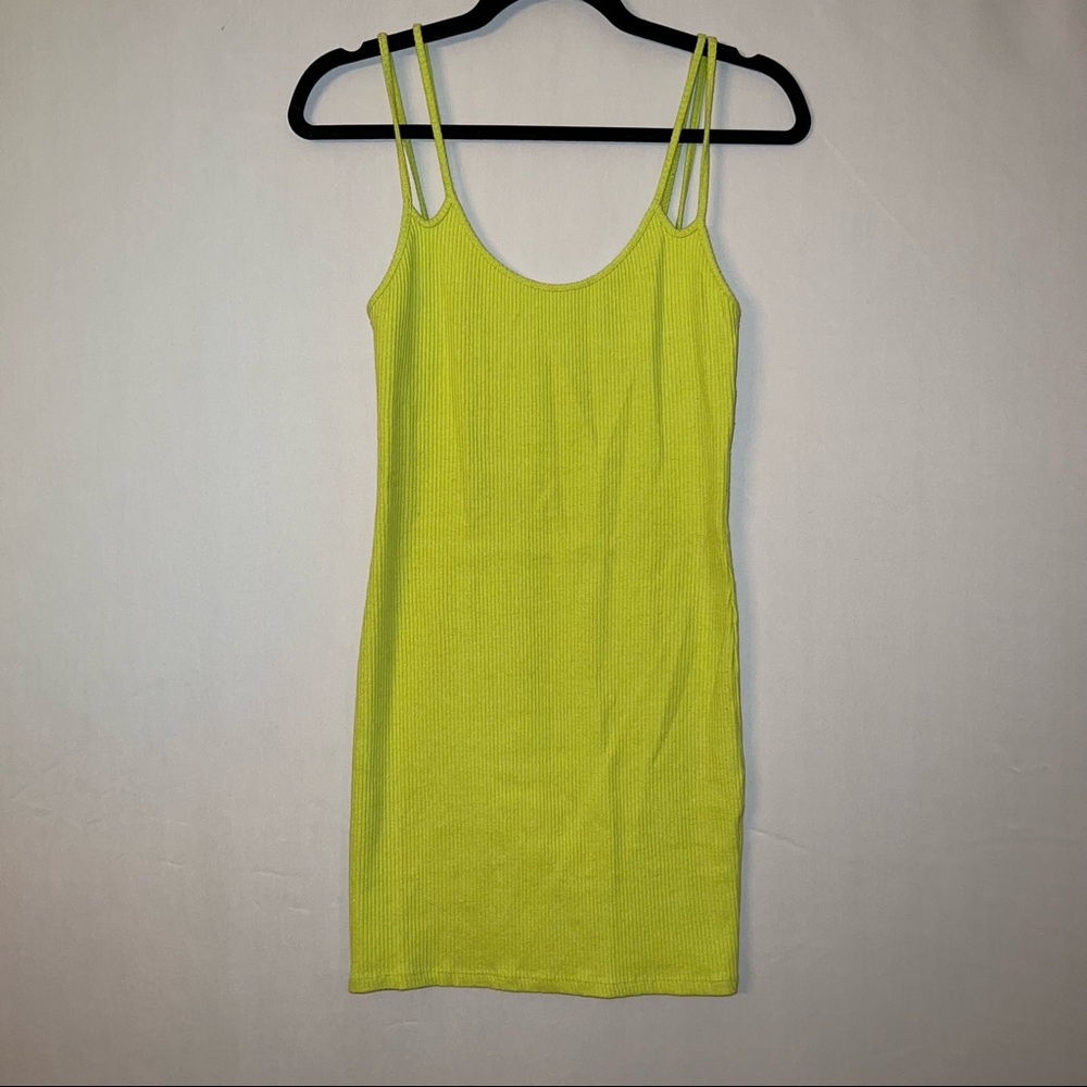 Zara ribbed lime green mini dress size medium